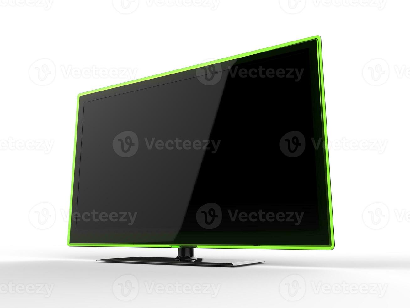 Modern TV set with green rim photo