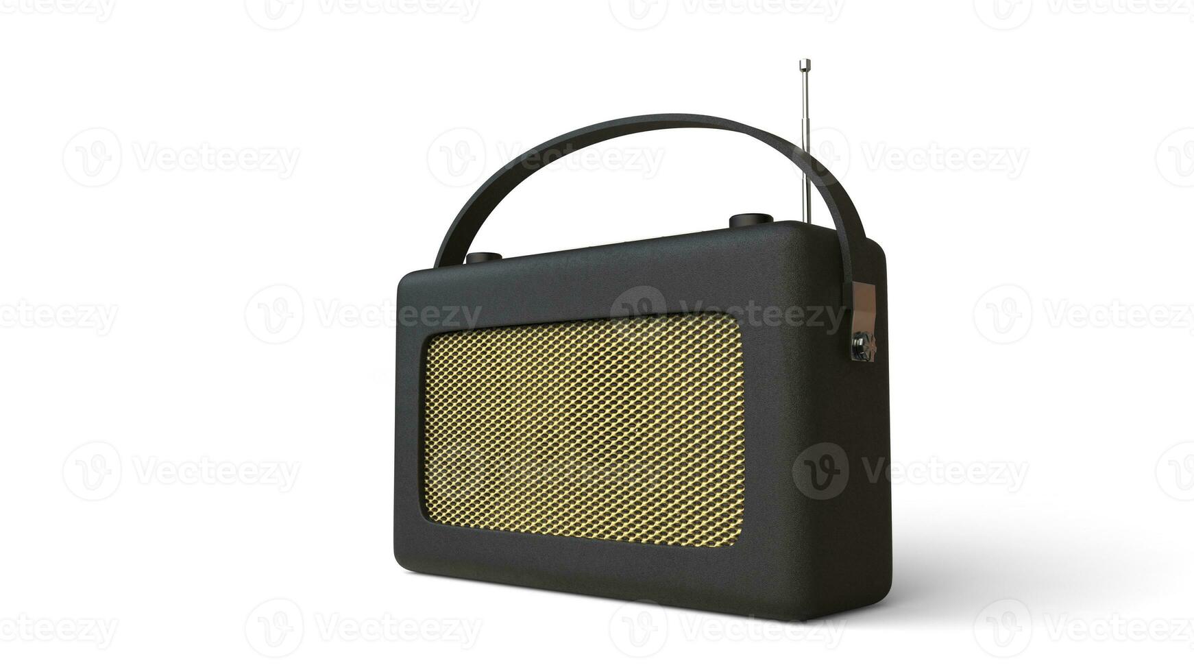 Old black transistor radio - studio shot photo