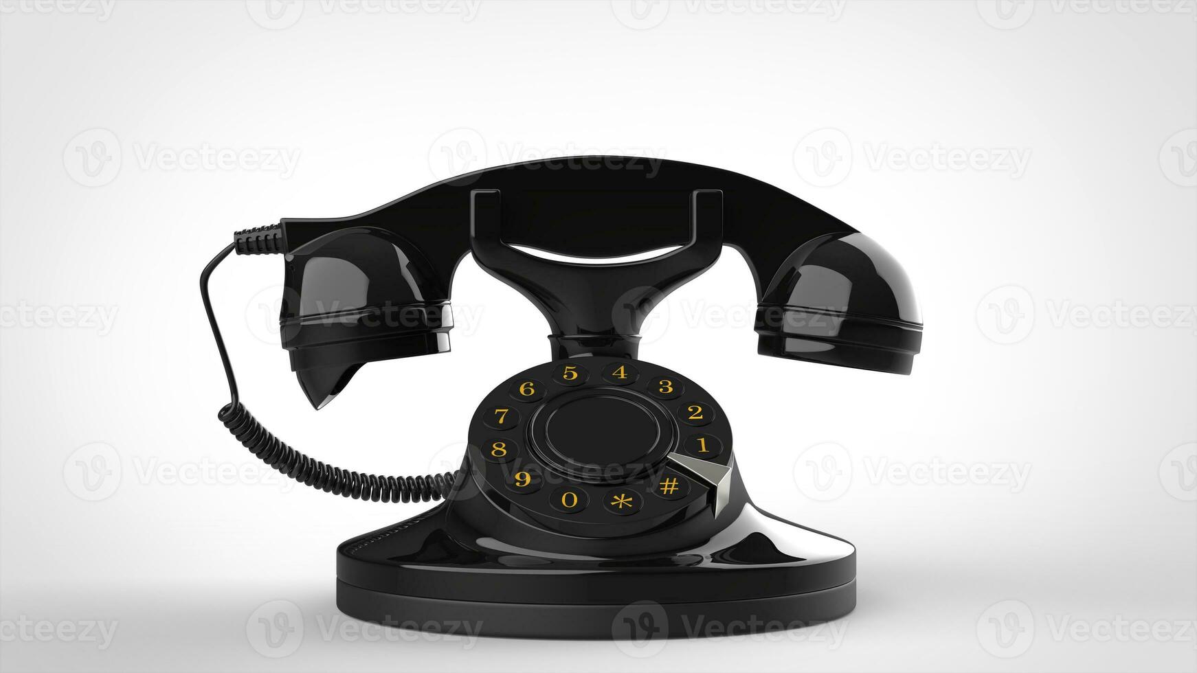 Old black vintage telephone - closeup shot photo