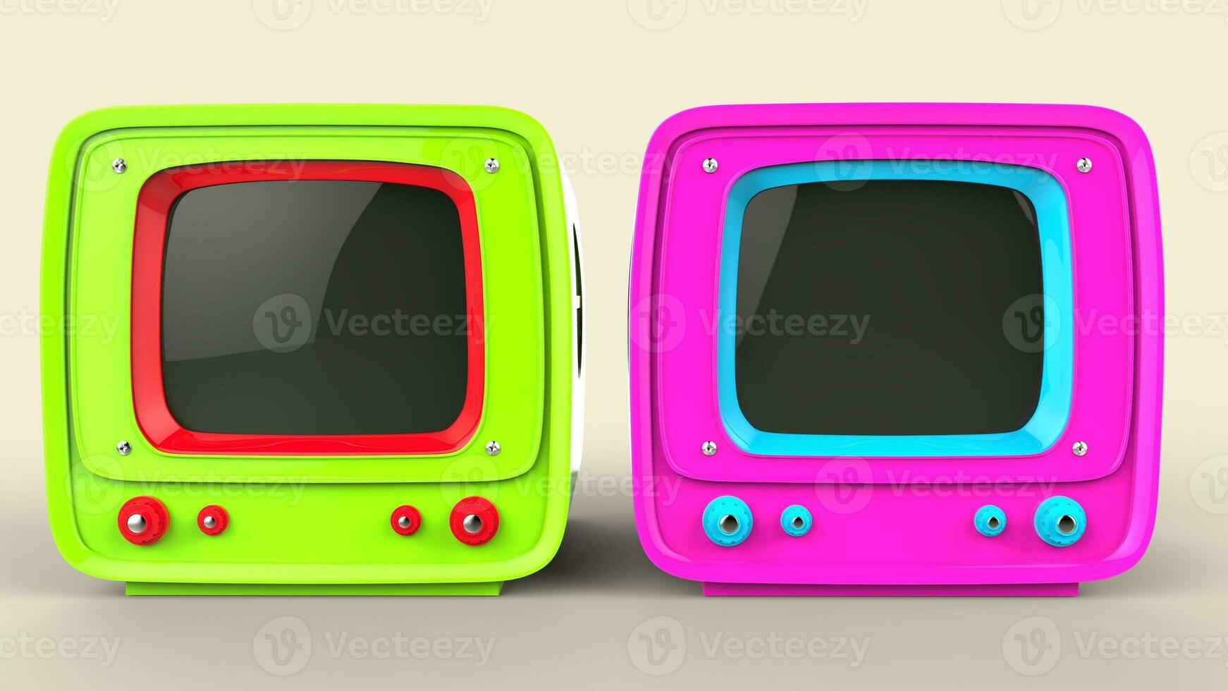 Vintage style green and pink  television sets photo