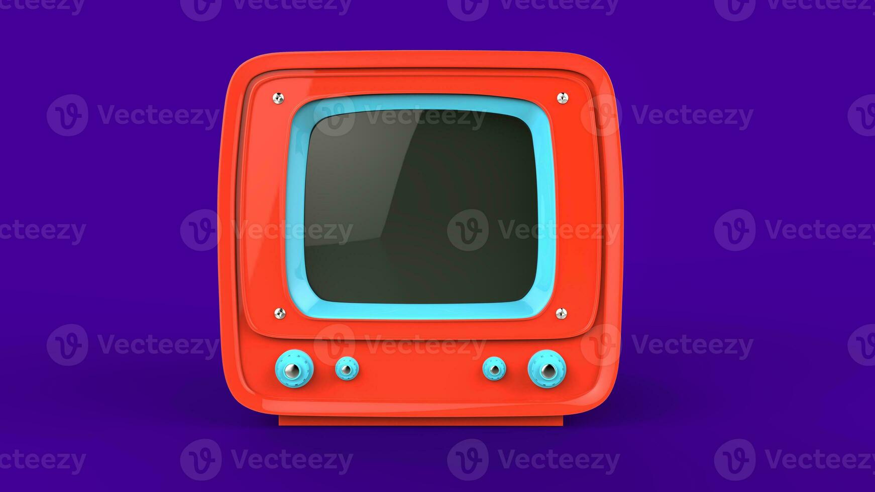 Bright orange retro TV set photo