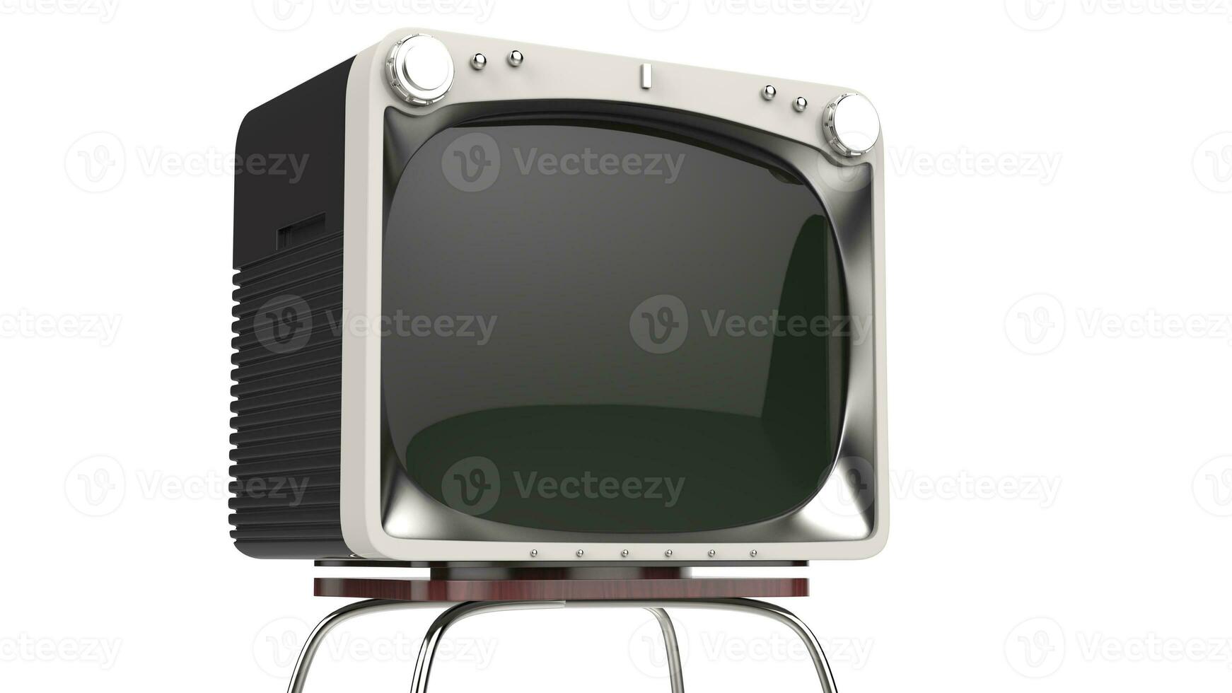 Vintage black TV set with white front - closeup shot photo