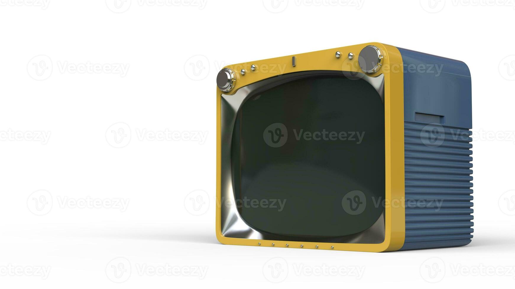 Vintage blue TV set with mustard yellow front photo