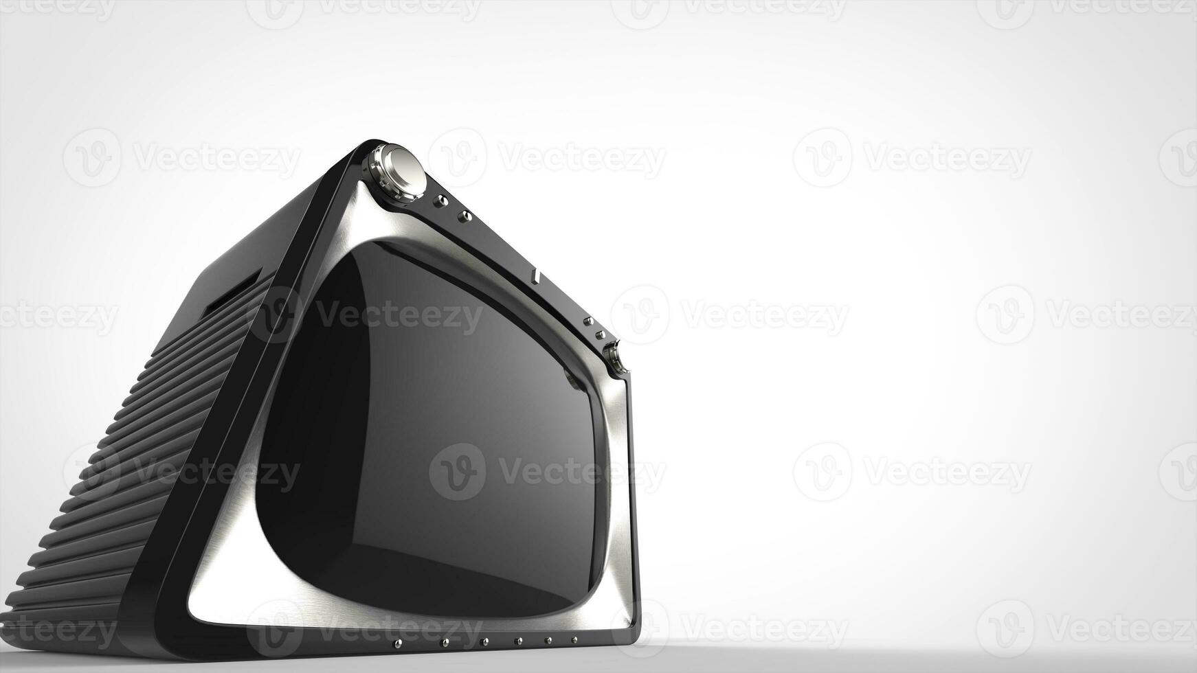 Vintage black TV - super wide angle shot photo