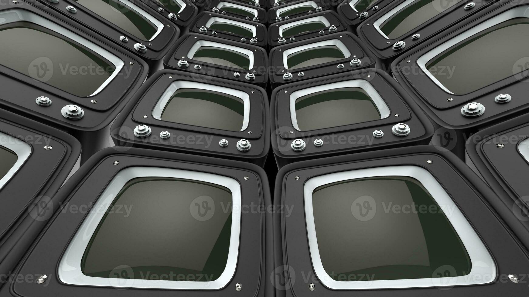 Black retro style tv sets - circular wall photo