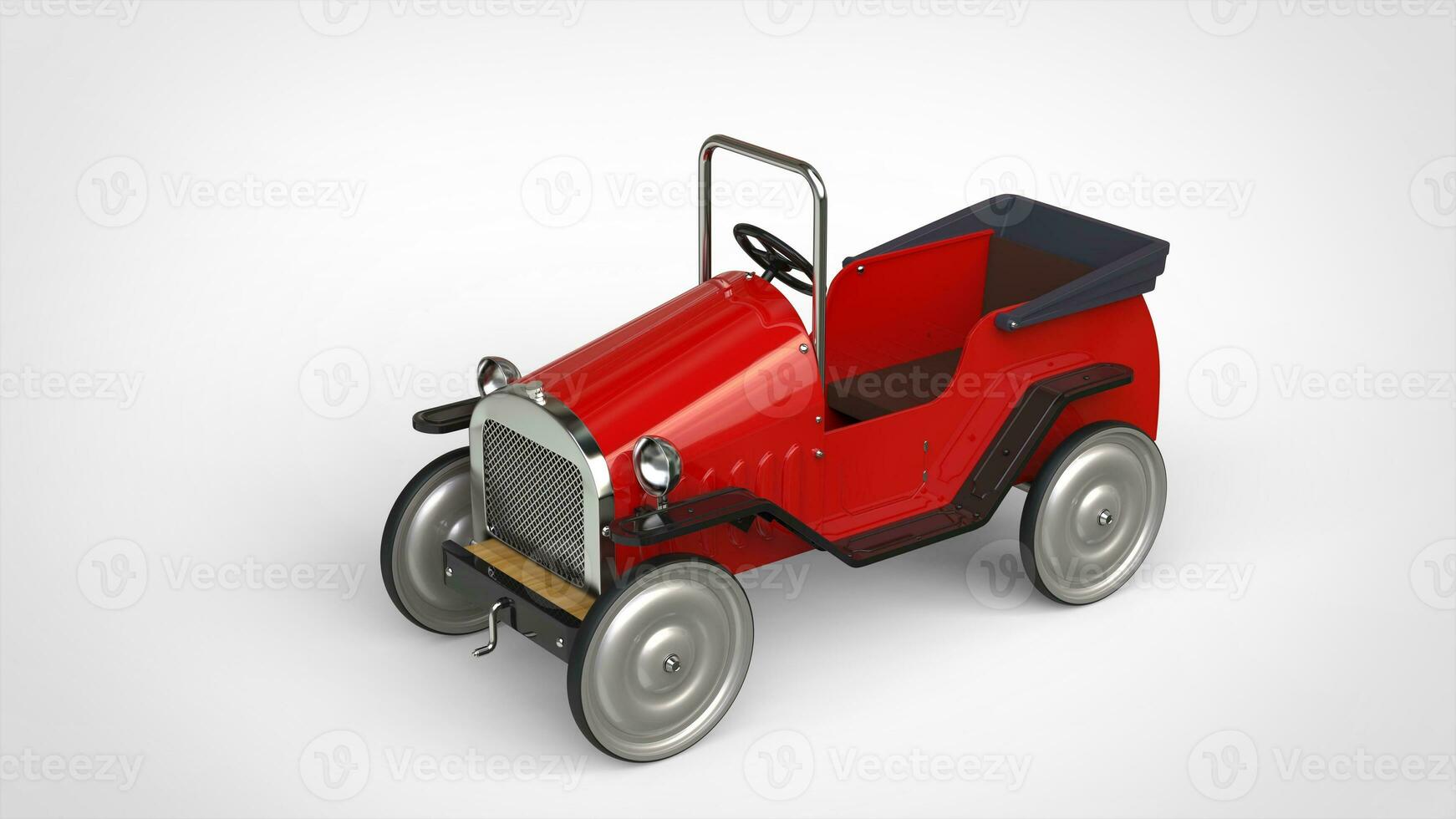 Red metallic vintage toy car - closeup shot photo