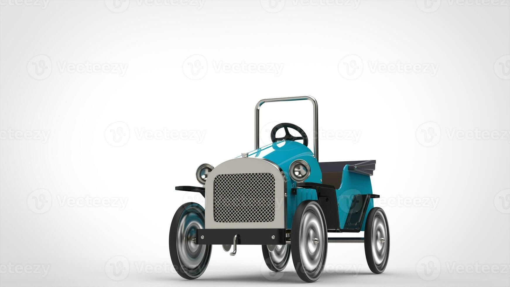 Blue vintage toy car - restored photo