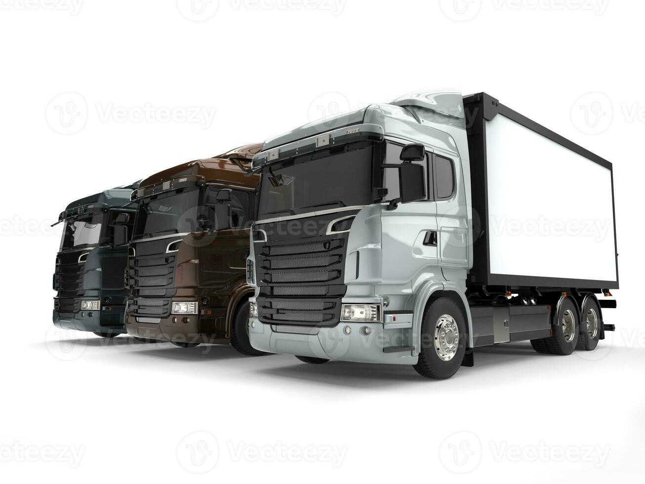 Modern metallic painted transport trucks photo