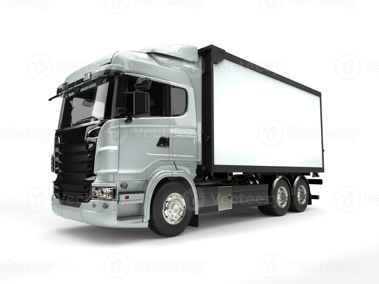 Silver modern heavy transport truck photo