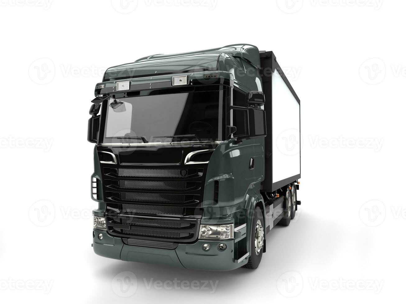 Metallic dark gray modern heavy transport truck photo