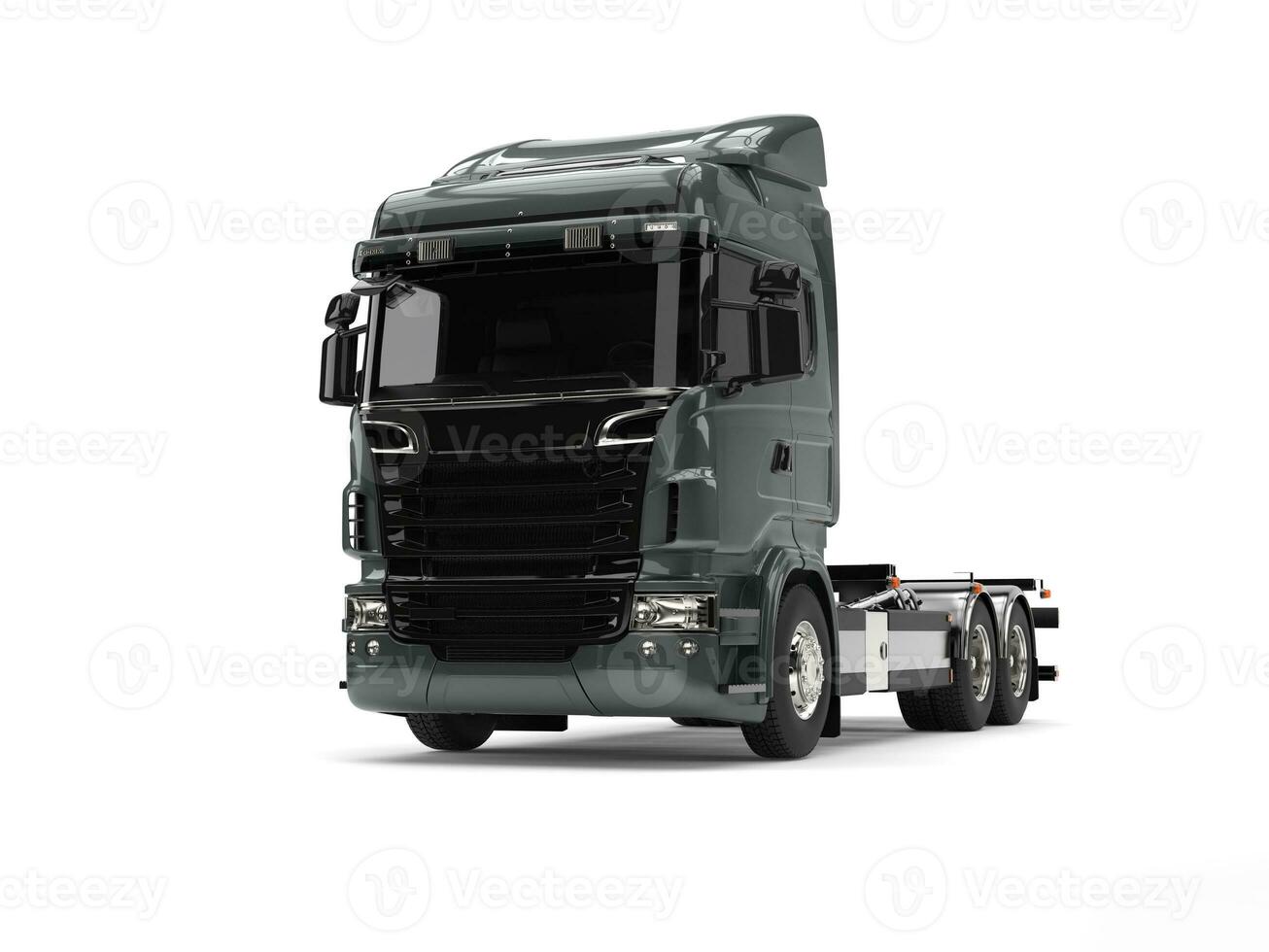 Modern metallic dark gray heavy transport truck without a trailer photo