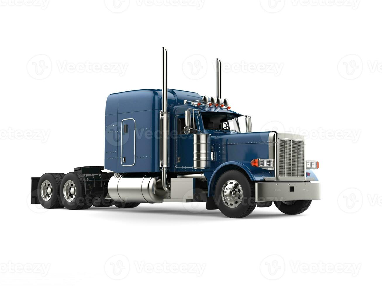 Dark blue semi - trailer truck photo