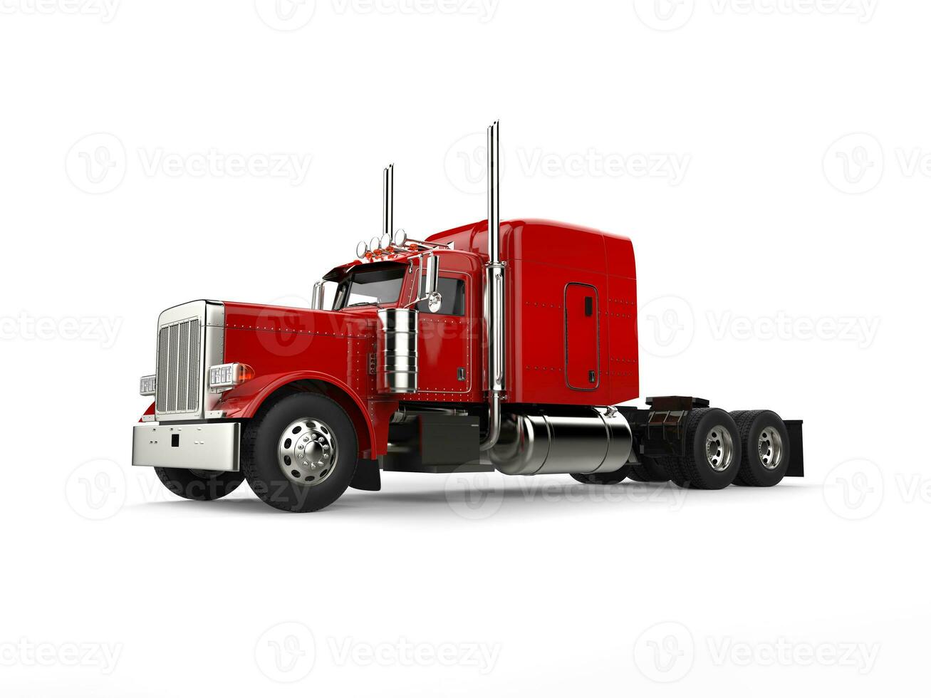 Raging red classic 18 wheeler big truck - beauty shot photo