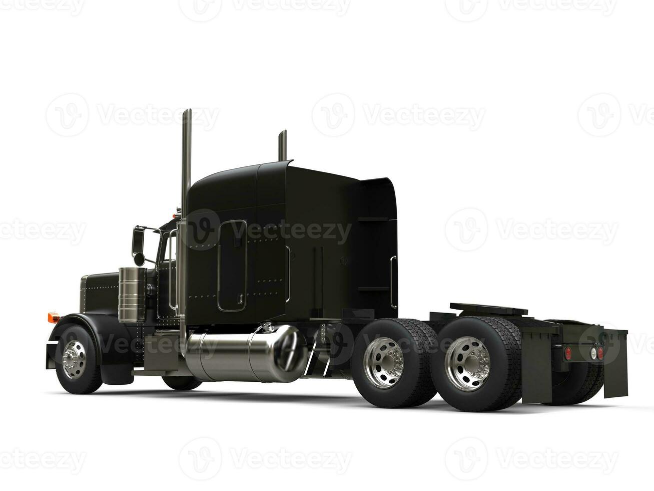 Black long haul semi - trailer big truck - without a trailer photo