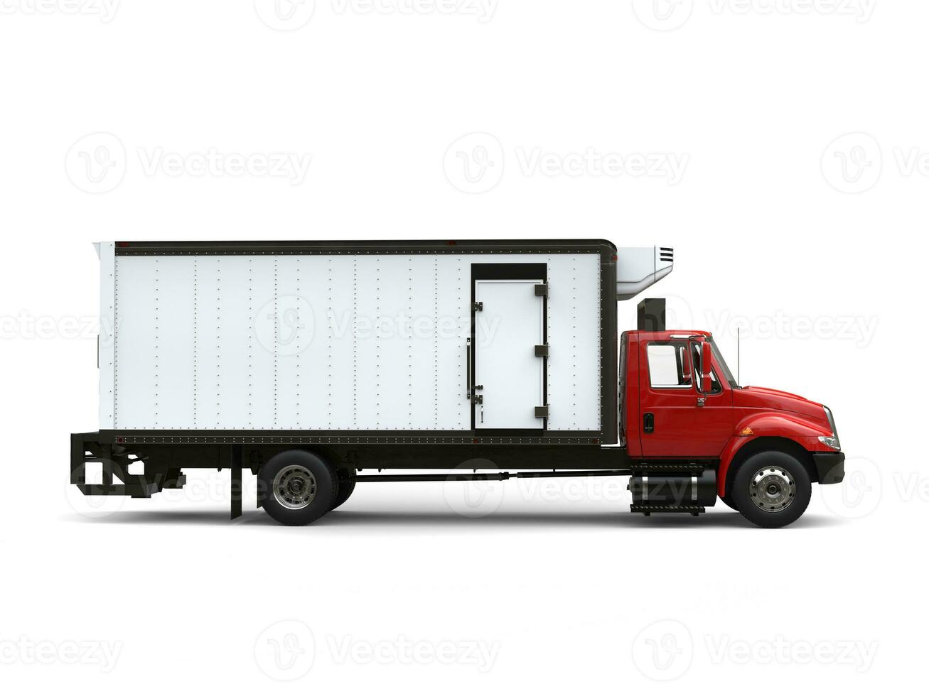 Red refrigerator truck - side view photo