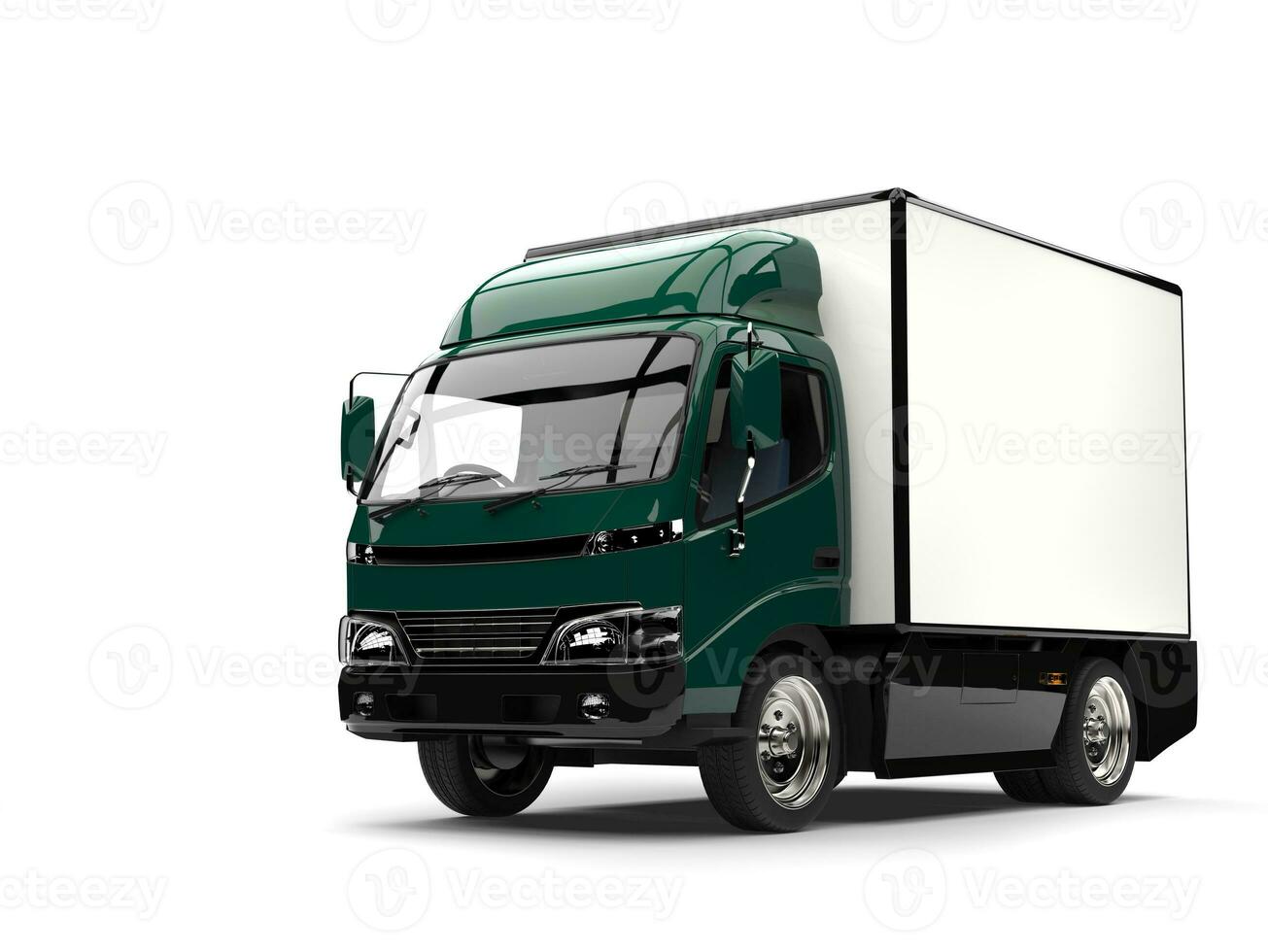 Dark green small box truck photo