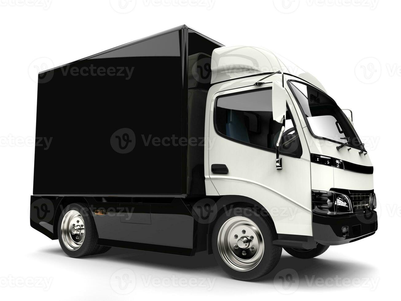 Black and white small box truck photo