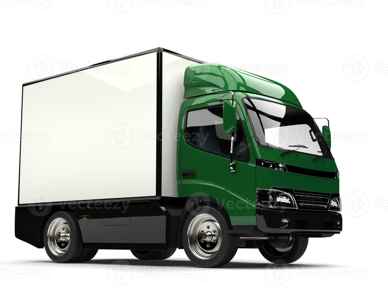 Dark green small box truck photo