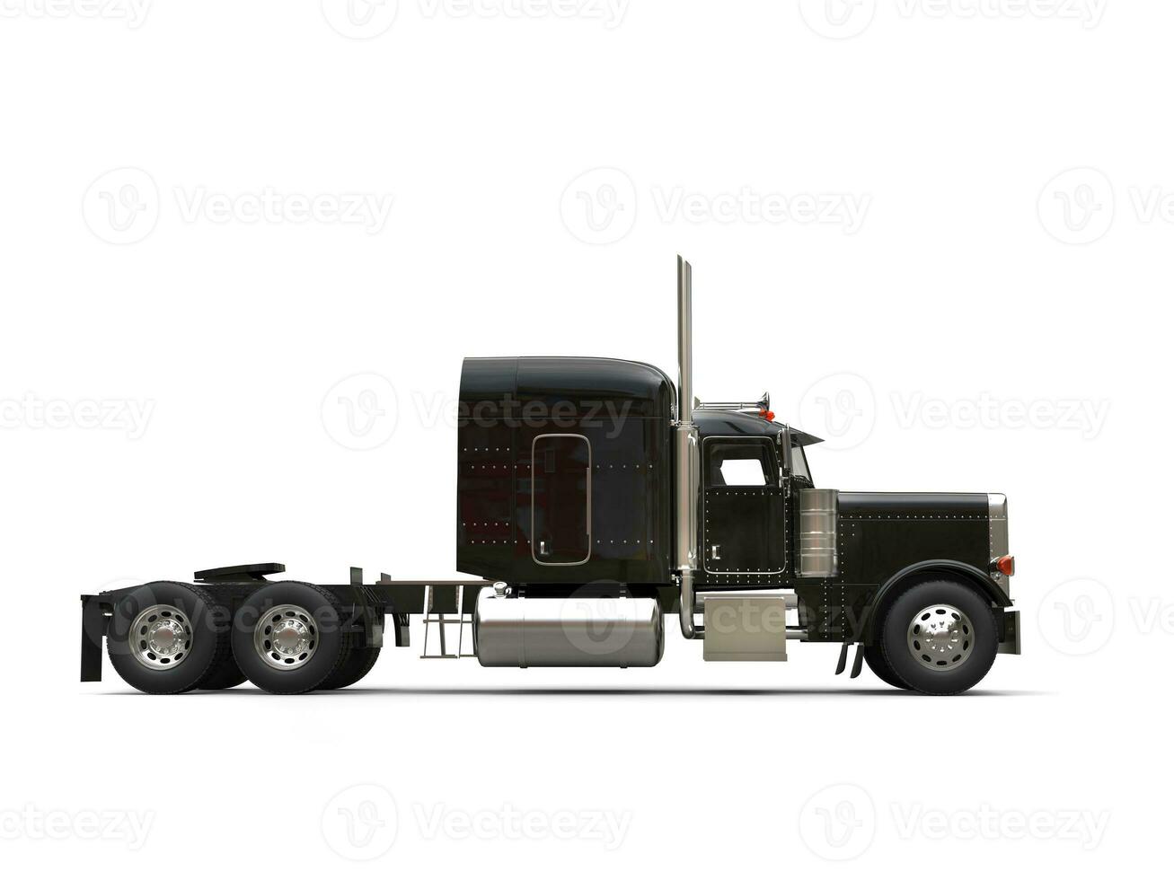 Black 18 wheeler truck - no trailer - side view photo
