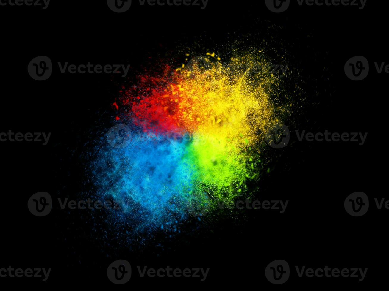 Four color dust particle explosion photo