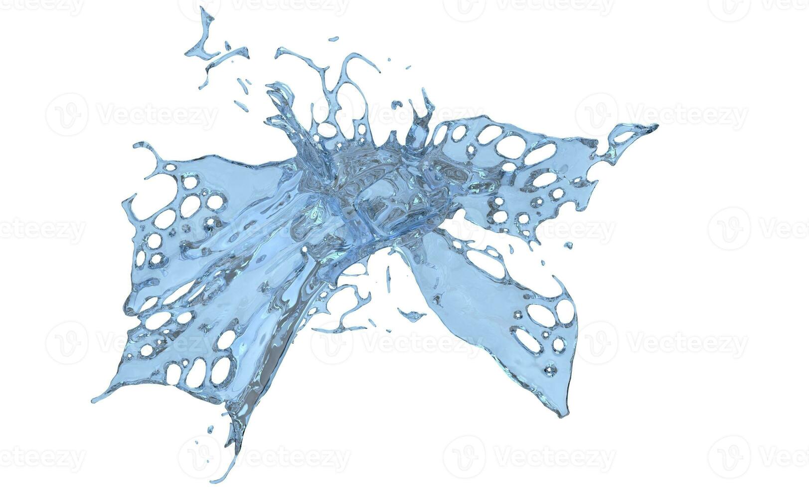 Blue water splash with high surface tension photo