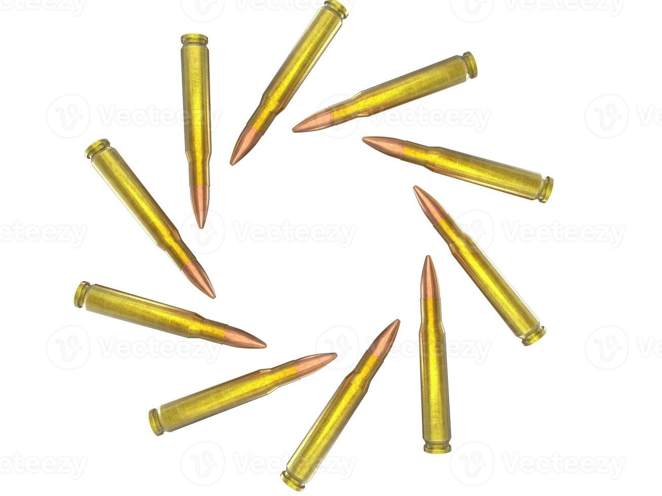 Big bullets in a circle - isolated on white photo
