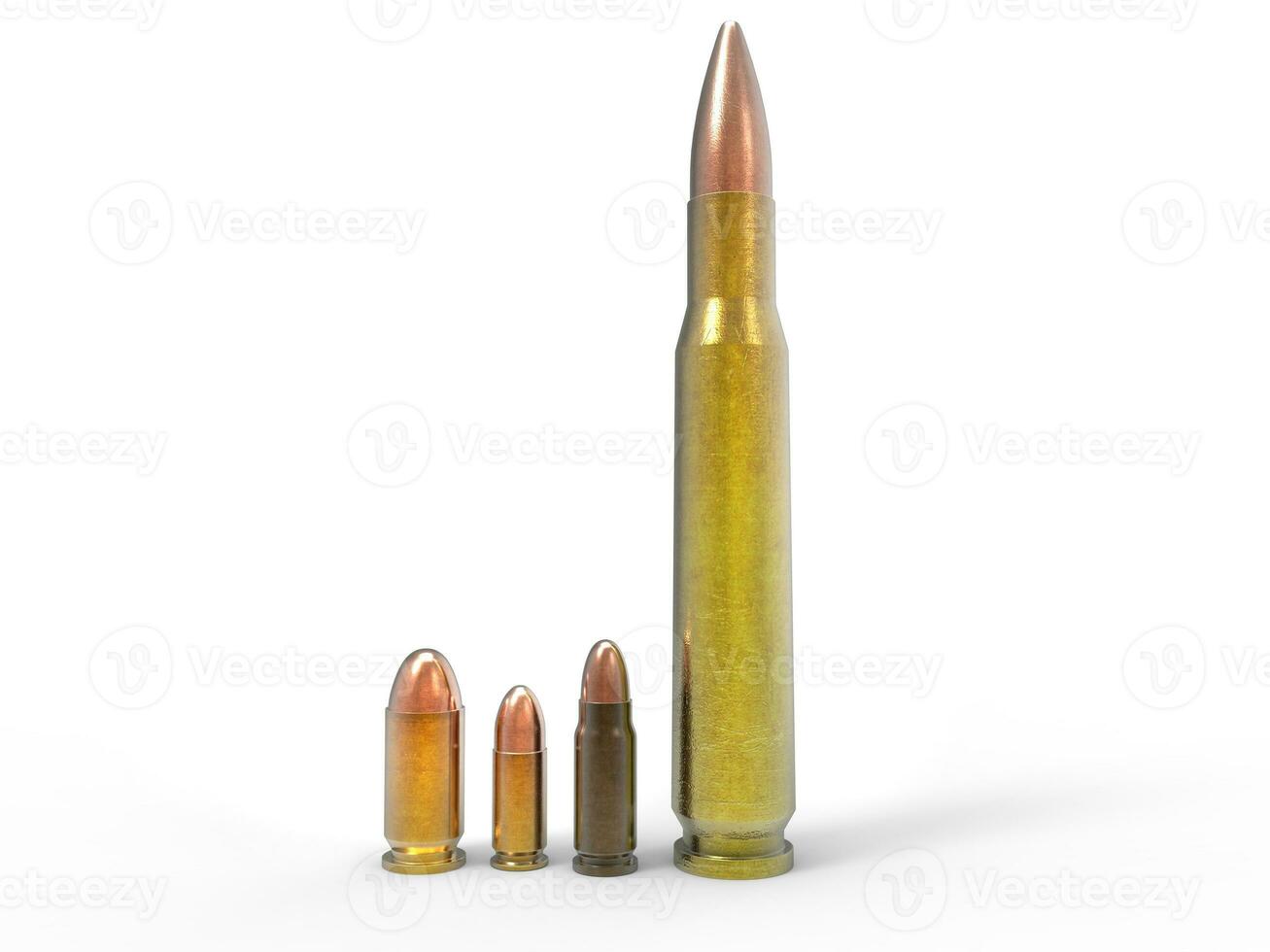 Various ammo isolated on white background photo