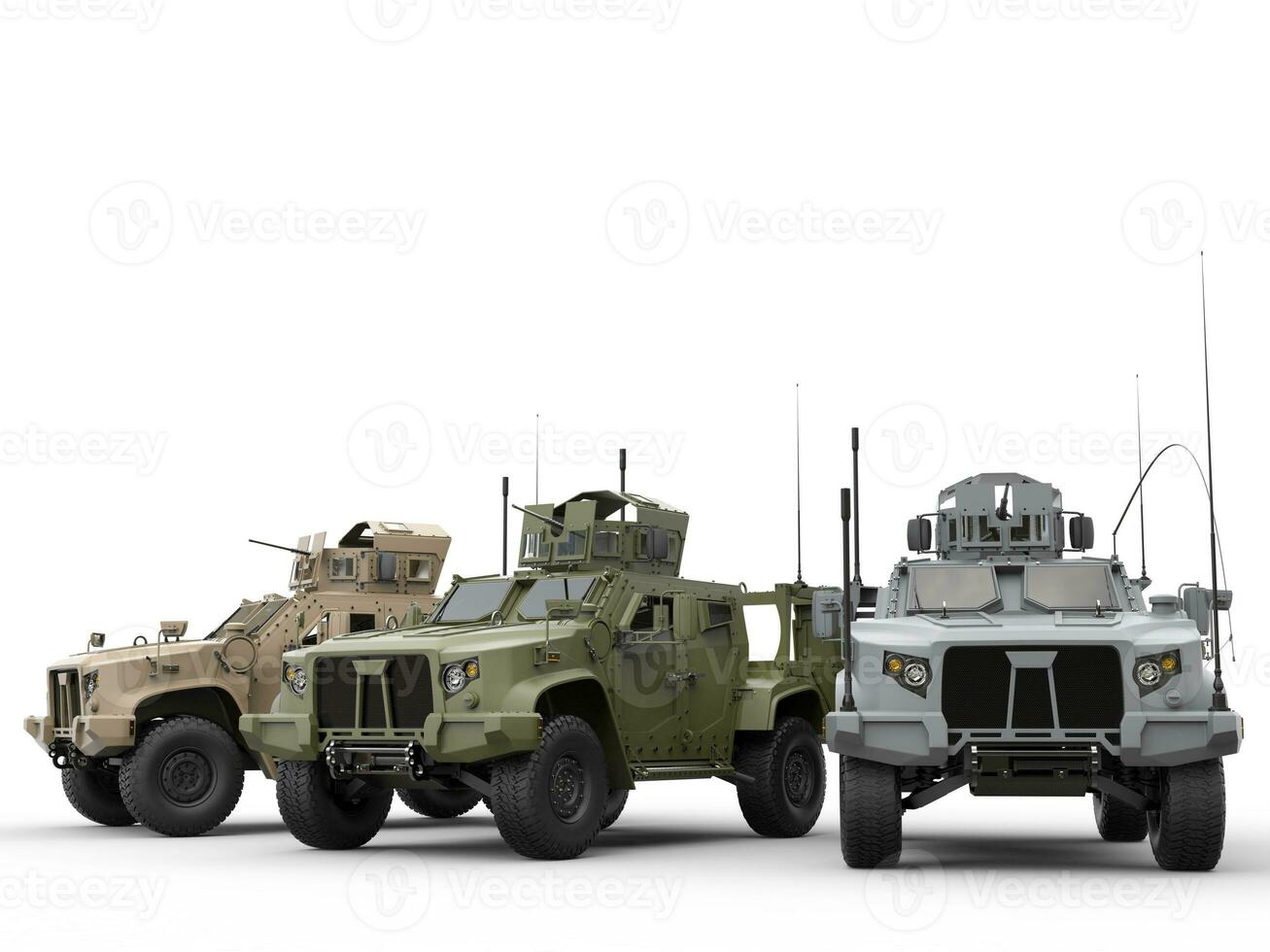 Urban, jungle and desert color military tactical vehicles photo