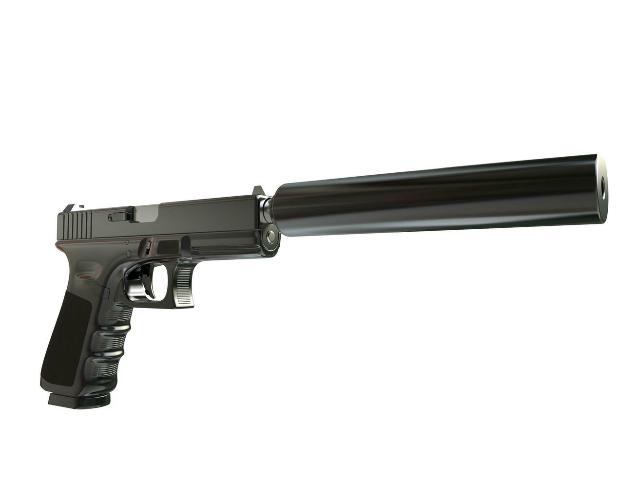 Semi - automatic modern tactical handgun with silencer photo