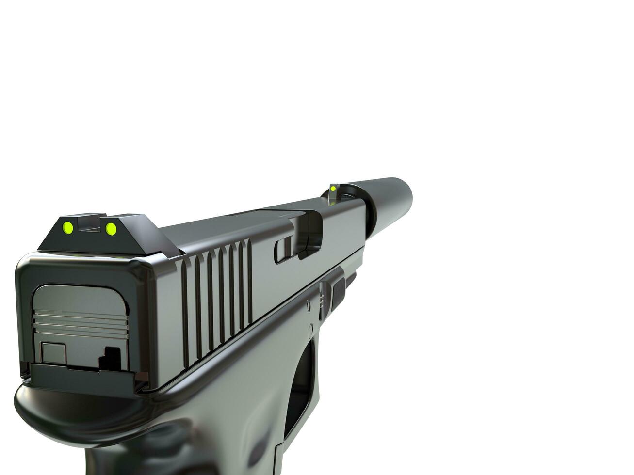 Semi - automatic modern tactical handgun with silencer - first person view photo