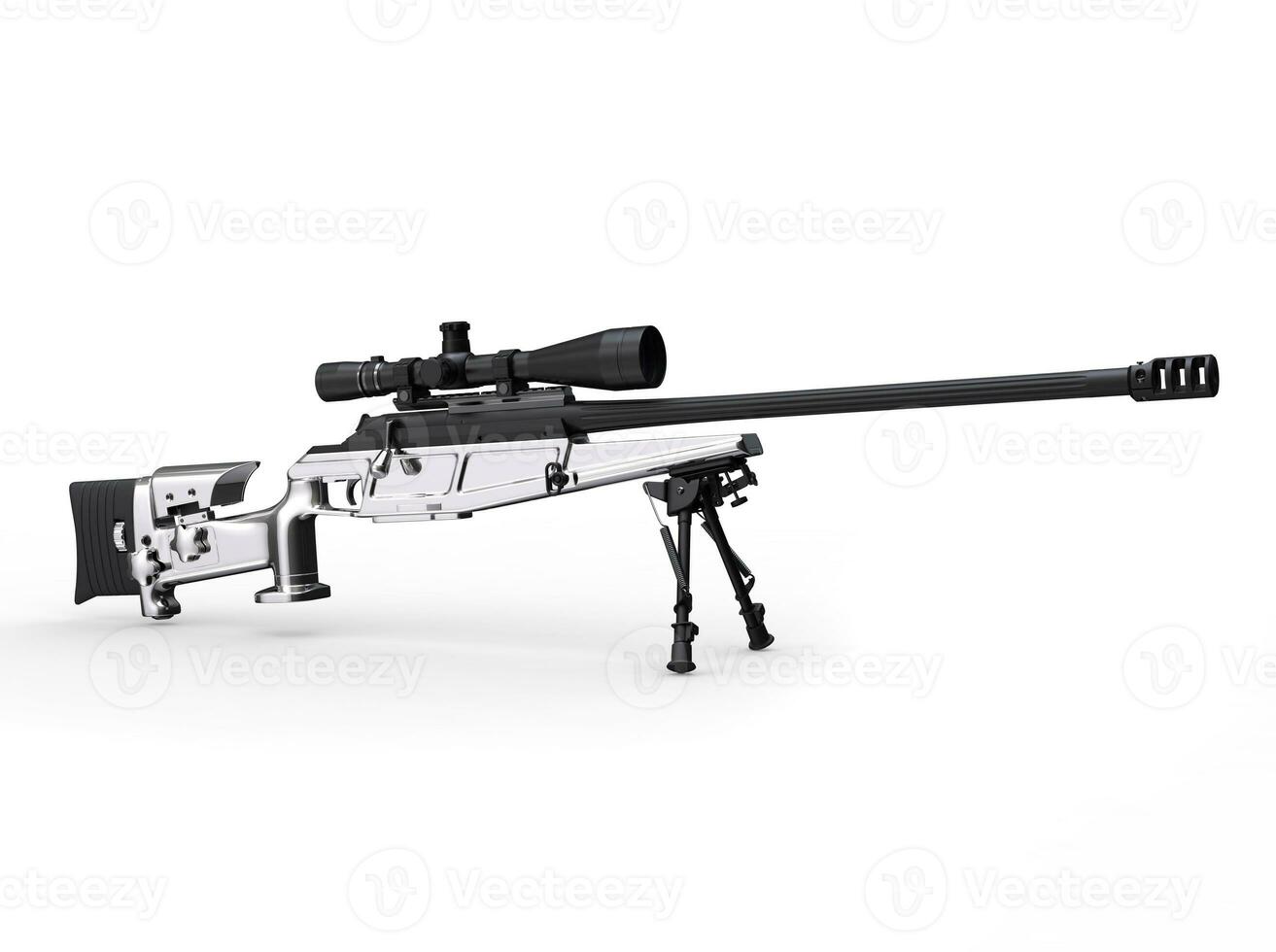 Modern silver sniper rifle - side view 31206131 Stock Photo at Vecteezy