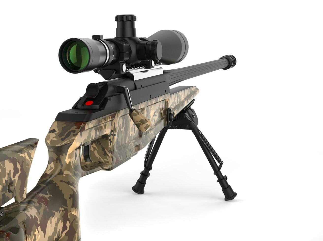 Camouflaged Sniper Rifle with Scope Stock Image - Image of