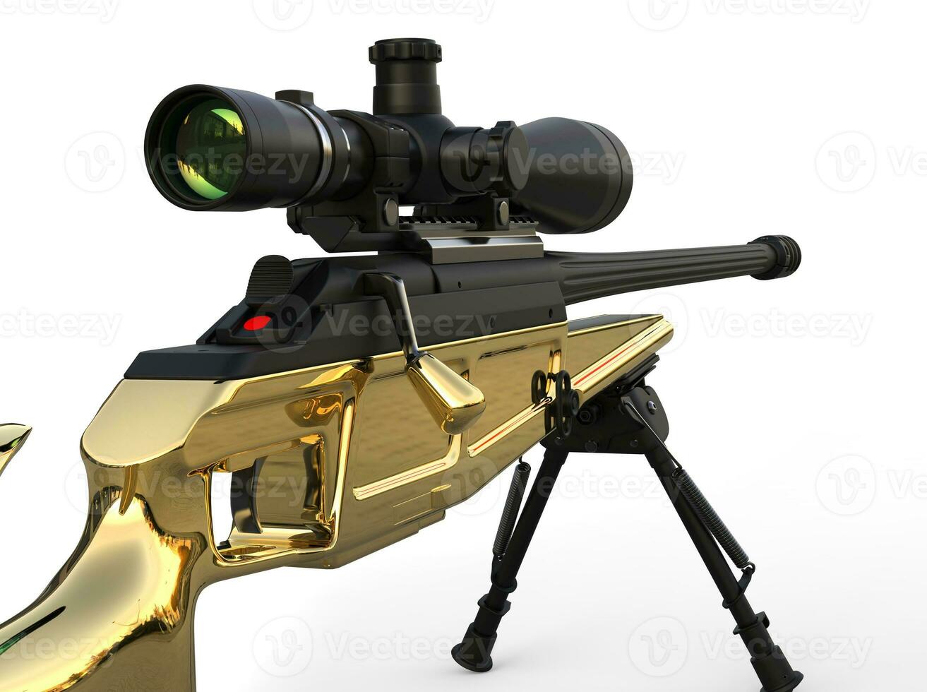 Golden modern sniper rifle - closeup shot photo