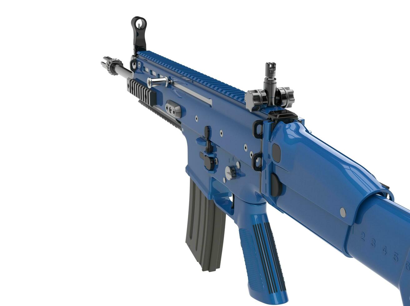 Metallic navy blue modern assault rifle photo