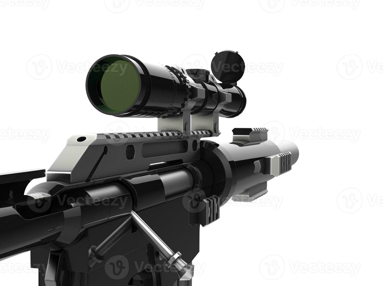 Modern black sniper rifle - first person view photo