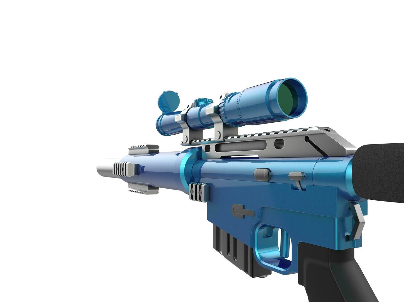 Metallic sky blue modern sniper rifle photo