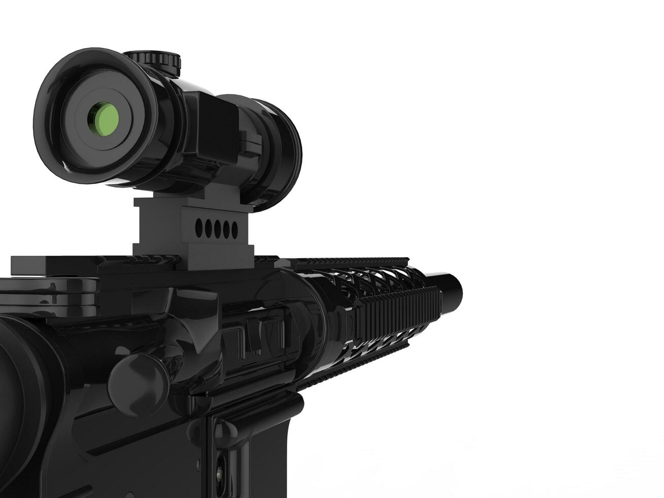 Modern army assault rifle with optical sight - extreme closeup shot photo