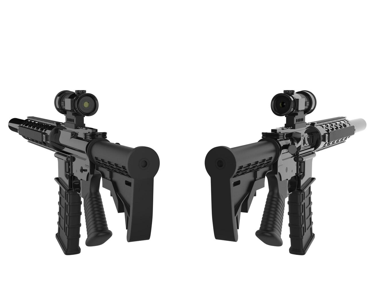 Two modern assault rifles - back view photo