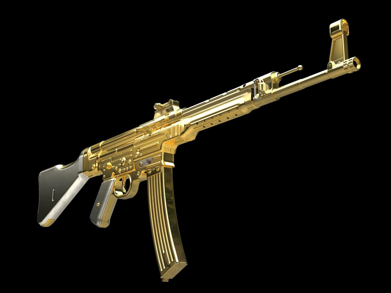Golden assault rifle - vintage - low angle shot photo
