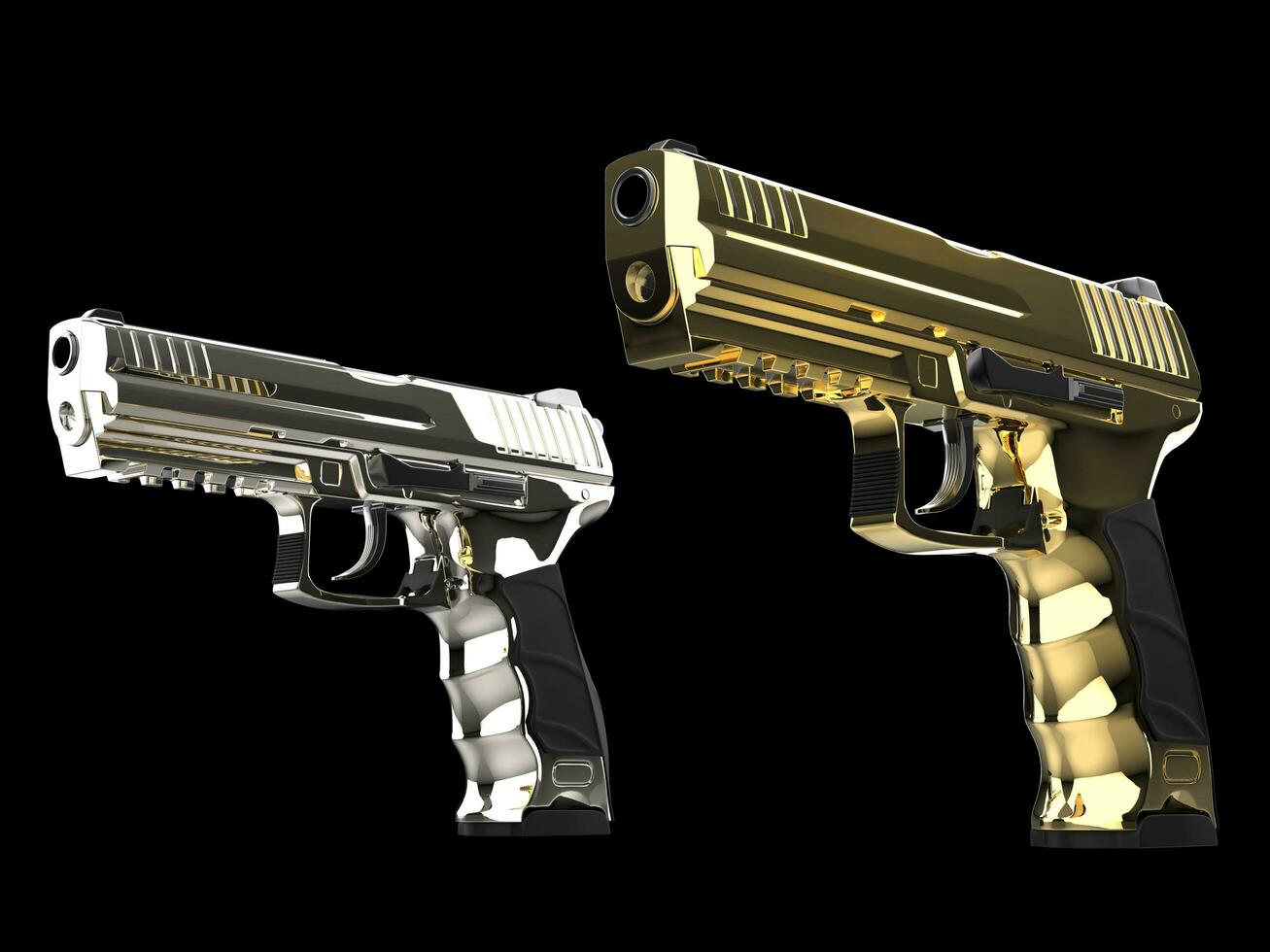 Cool golden and silver modern semi auto guns photo
