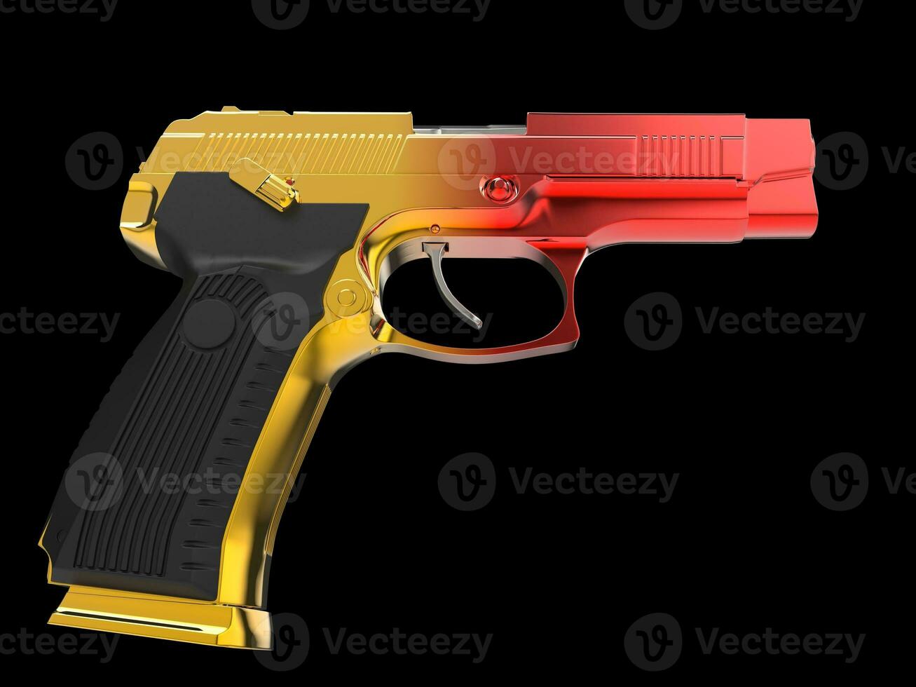 Tactical modern semi - automatic pistol - heat treated two color tone finish - red and yellow photo