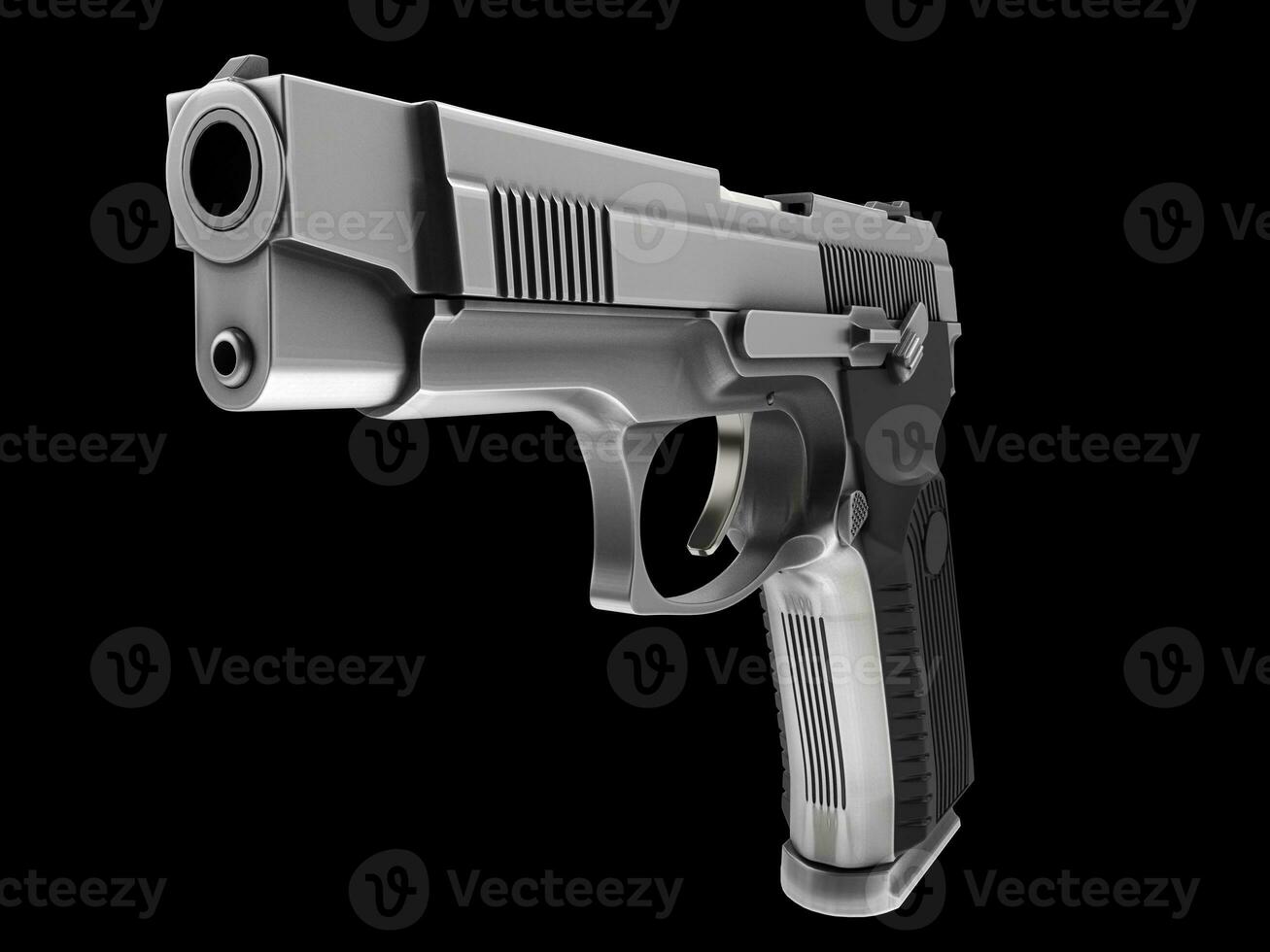 Tactical modern semi - automatic pistol - steel finish - closeup shot photo