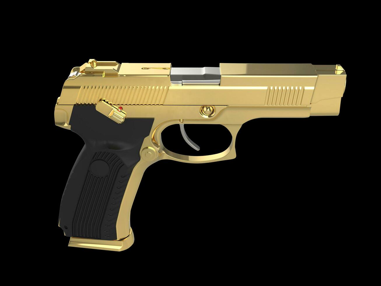 Shiny golden tactical hand gun photo