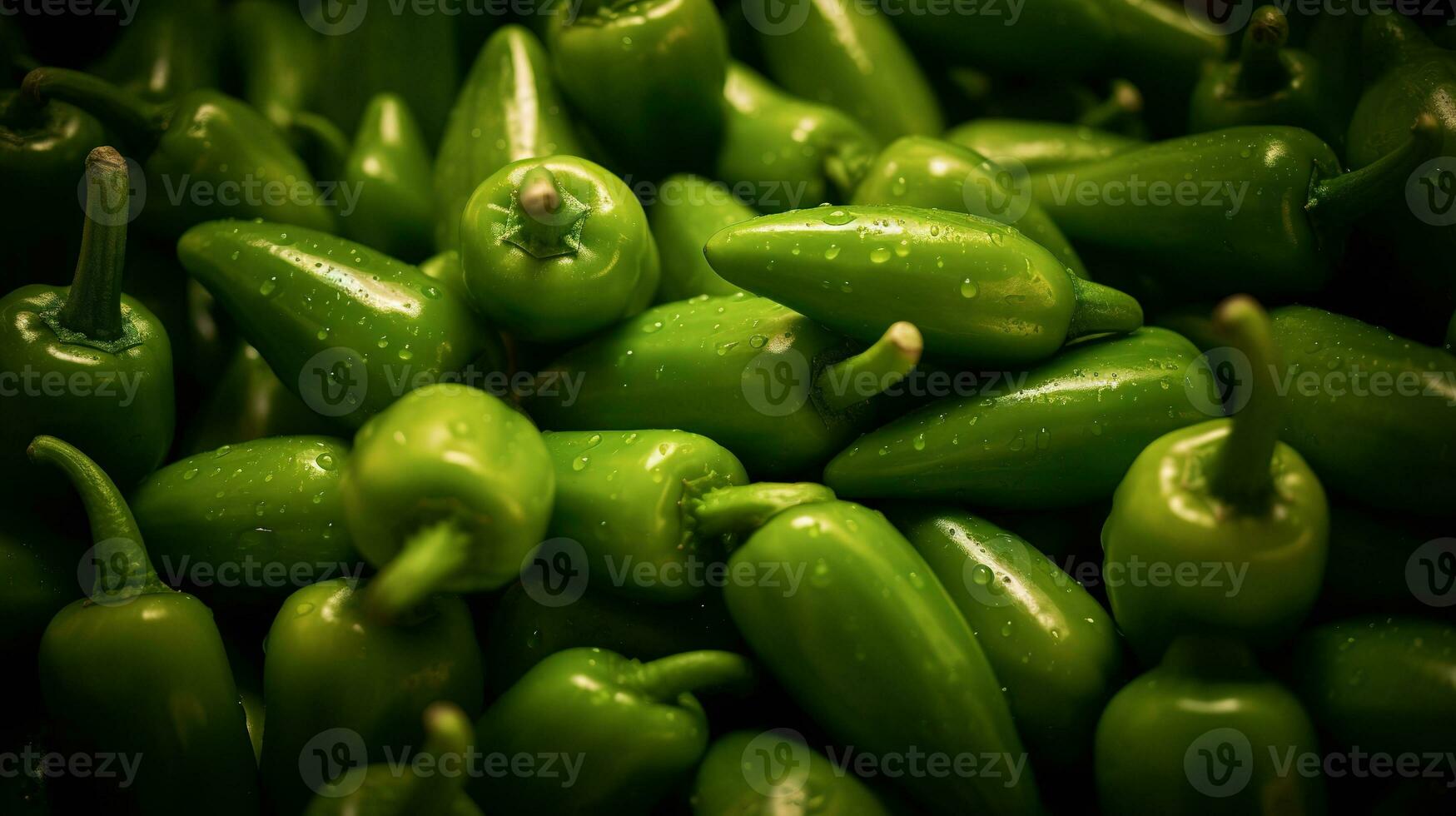 Realistic photo of a bunch of jalapeno. top view vegetables scenery. AI Generated