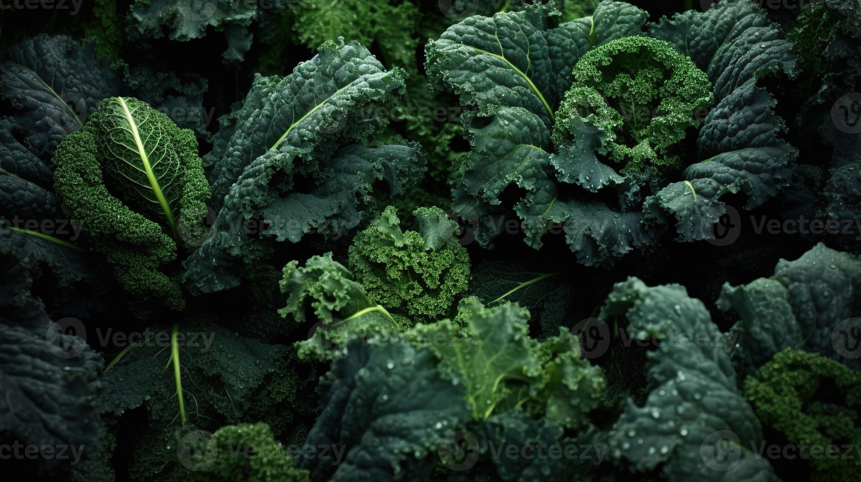 Realistic photo of a bunch of kale. top view vegetables scenery. AI