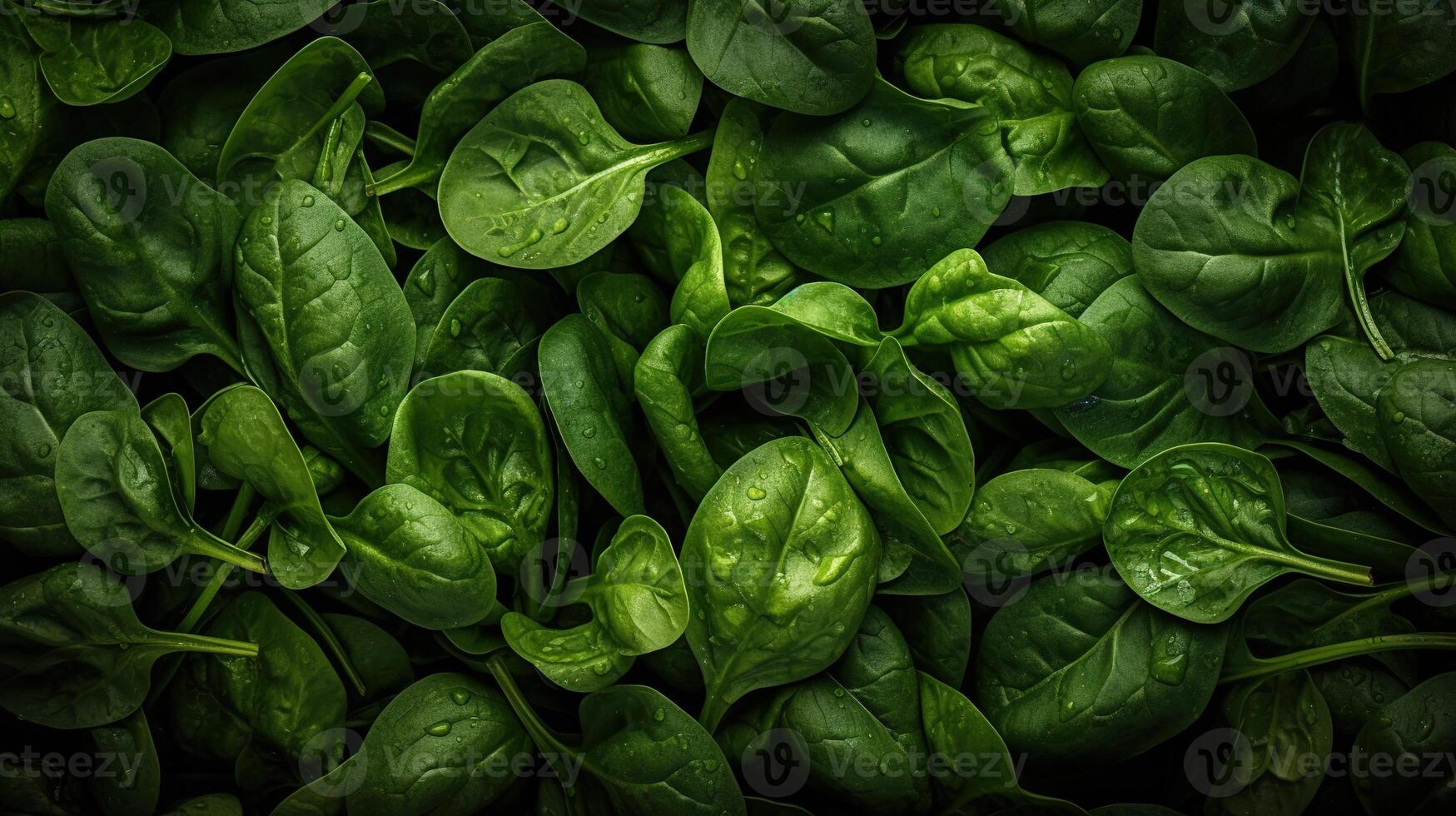 Realistic photo of a bunch of spinach. top view vegetables scenery.