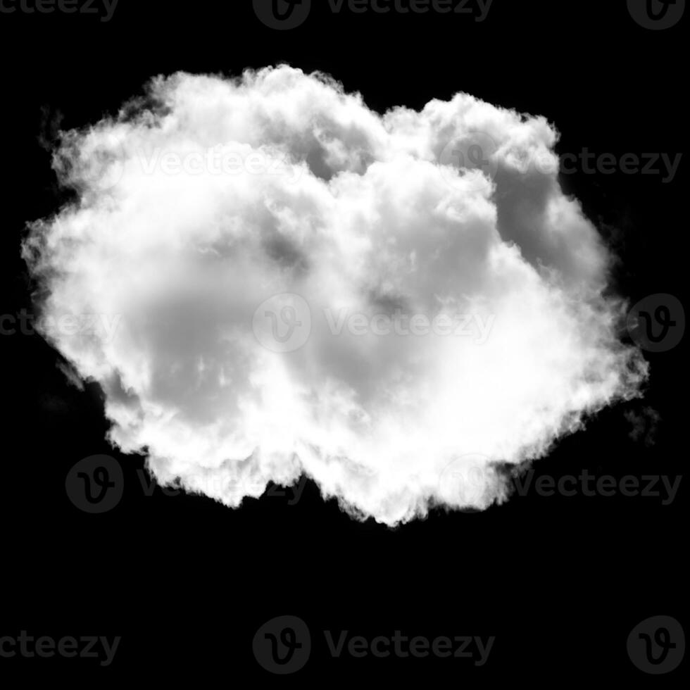Fluffy cloud shape isolated over black background photo