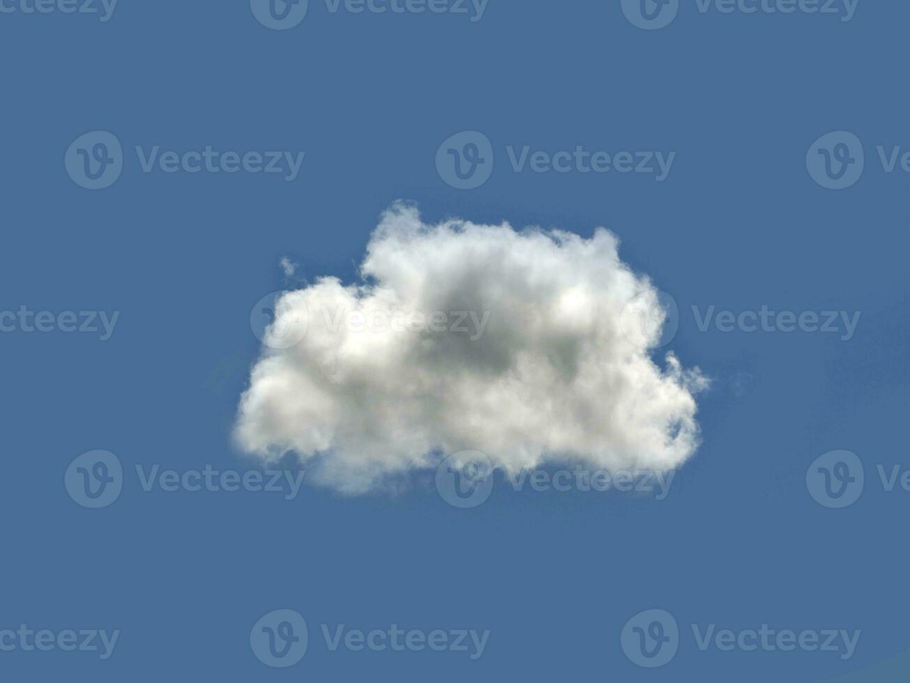 Single white cloud over blue sky background. Fluffy cumulus cloud shape photo