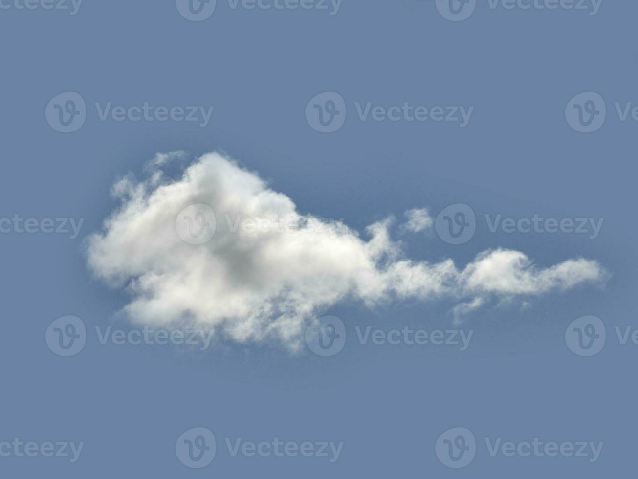 Single white cloud over blue sky background. Fluffy cumulus cloud shape photo