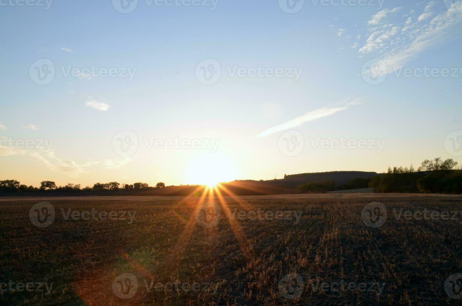 Sunrise and fields photo